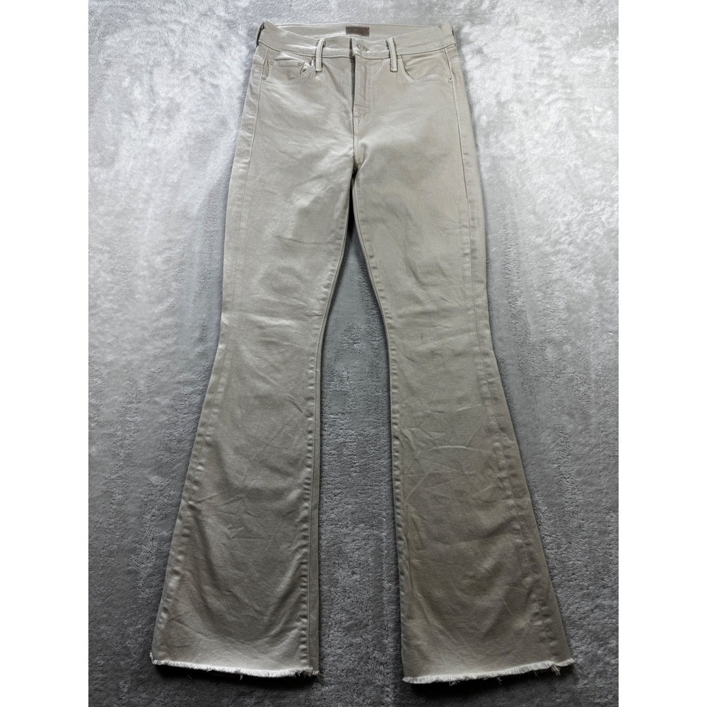 Mother Womens The Weekender Fray Fog Tan Flare Jeans 25 Meas: 26x30.5